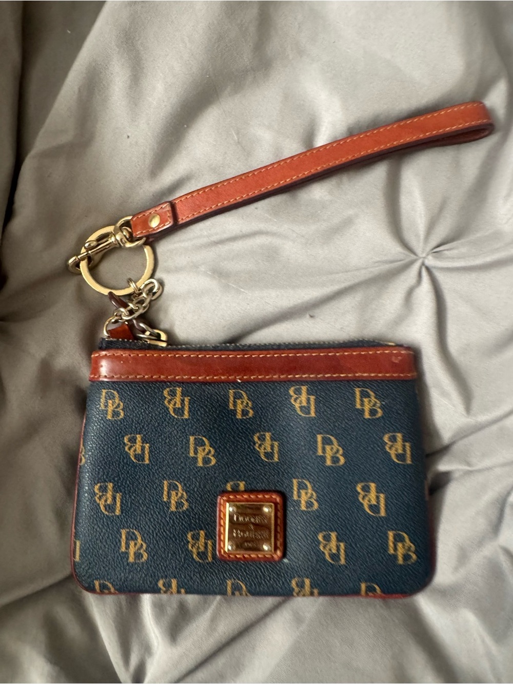 Dooney & Bourke Navy and Brown Signature Wristlet